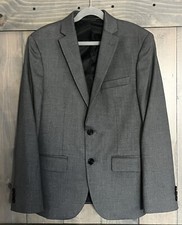 LAUREN RALPH LAUREN Boys Solid Classic Suit Jacket Coat Blazer 14R Med Gray NEW
