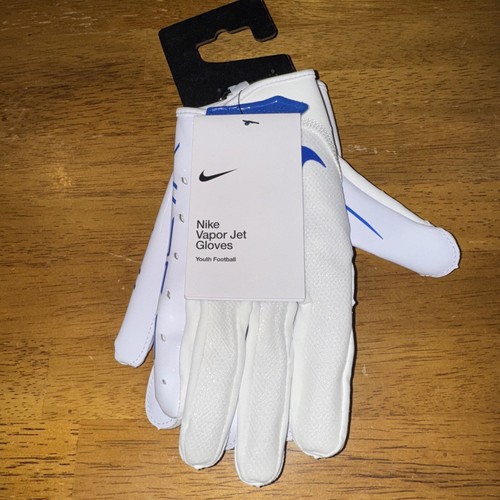 Nike YOUTH Large Vapor Jet 7.0 Football Gloves N1003506 YL White Blue New W Tags - Picture 5 of 8