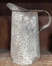 Antique Primitive Tin Pitcher Old Rustic Vintage Rusty Country Farmhouse Decor