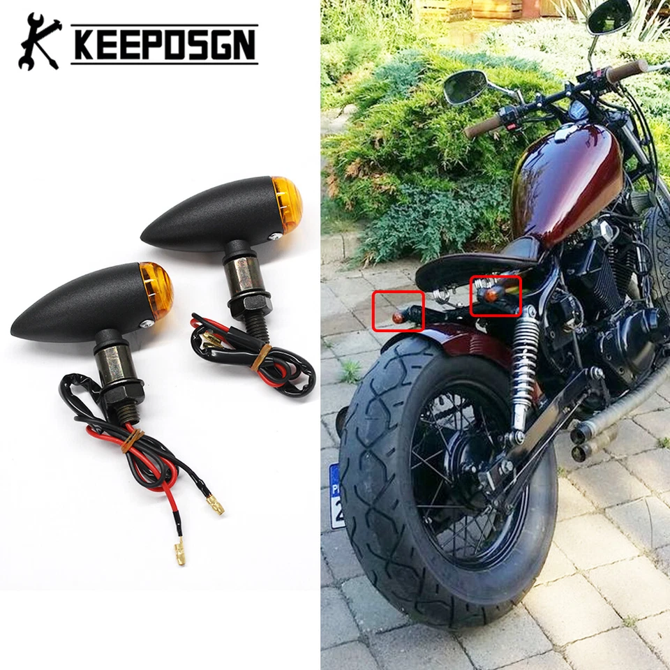 4X luces intermitentes ámbar delanteras traseras para Yamaha Bolt 950 V Star 250 Foto 3 de 4