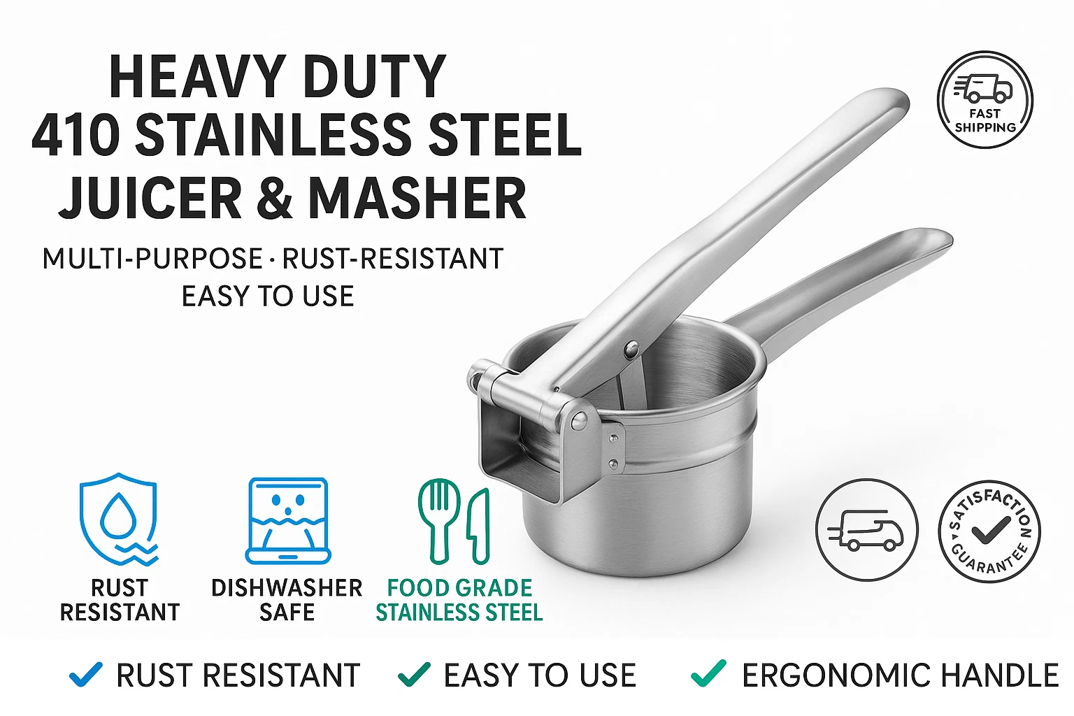 "Stainless Steel Manual Juicer & Masher – Portable Citrus Squeezer, Potato Mashe
Opens in a new wind