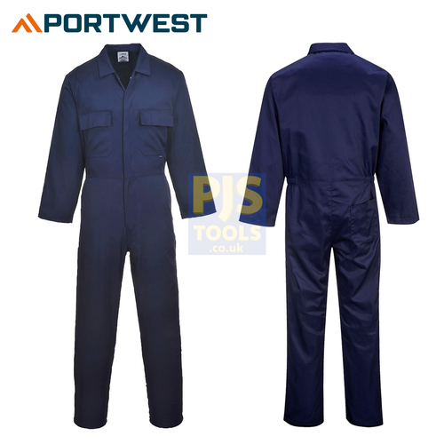 Portwest (S999NARL) Euro Work Polycotton Coverall, Size L Navy for