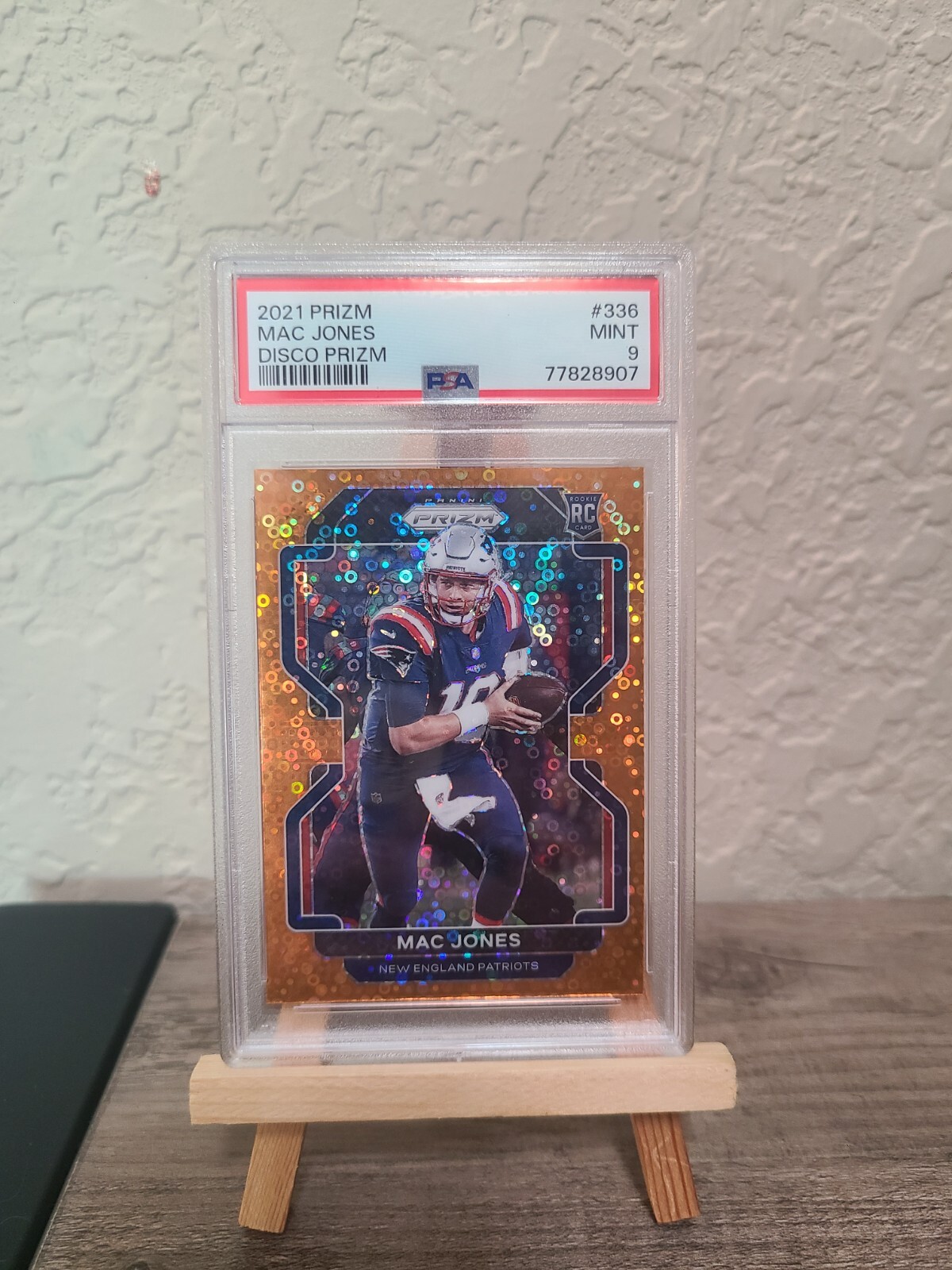 2021 Panini Prizm Rookie Mac Jones RC #336 Orange Disco Prizm Rookie PSA 9