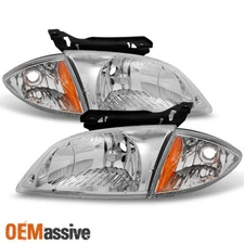 Fit 2000 2001 2002 Chevy Cavalier Headlights w/ Corner Signal Lights Lamps 4pcs