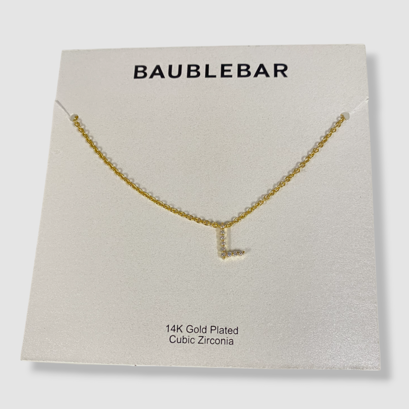 "$49 BaubleBar Women's 14k Gold Plated Nora Cubic Zirconia Initial \"L\" Necklace"