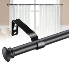 For Window size 24"-50" inch long Matte Black Metal Window Curtain Rod holder