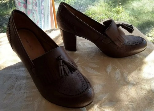 GH Bass 9.5 M Sepia Spectator Tassels Vegan NWOT Career Chunk "LESLIE" Proper - Picture 3 of 6