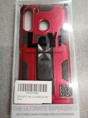 Leyi Shockproof Kickstand Case For Samsung Galaxy A21 Red