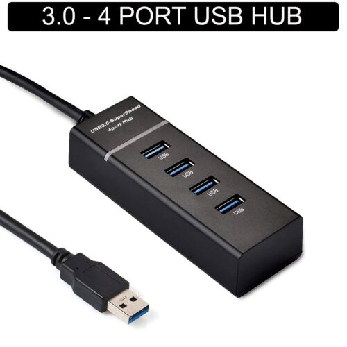 4 Ports USB 3.0 HUB Ultra Slim Super Speed Mini Smart Charging Port Compact New - Imagen 1 de 12