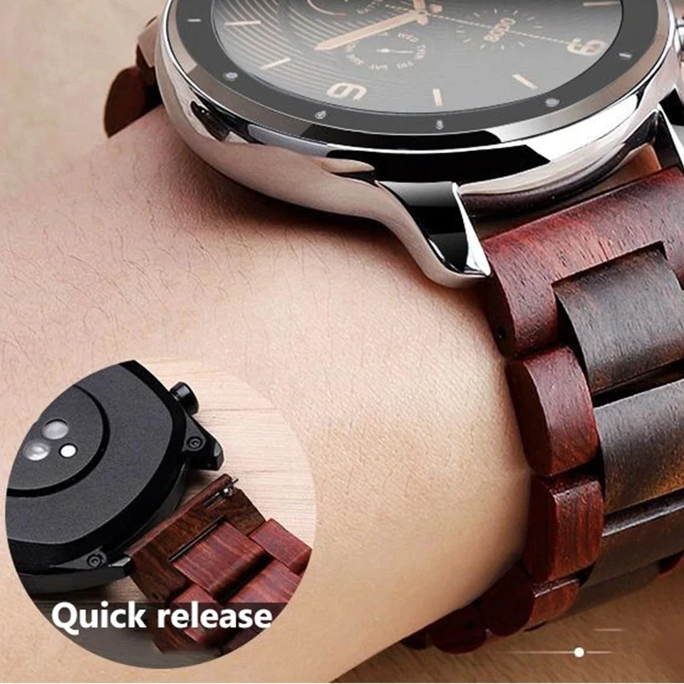 Wooden Bracelet + Tool. Wrist Watch Band 20mm 22mm Straps. For Samsung Huawei... - Image 2 of 4