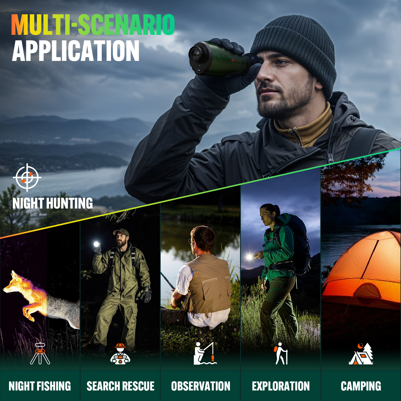 Thermal Monocular AI 384x288 8X Zoom Handheld Thermal Imaging Scope for Hunting