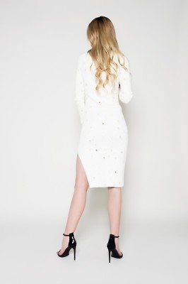 gold button knit dress Irma Gold Button Knit Mini Dress Black main image 0