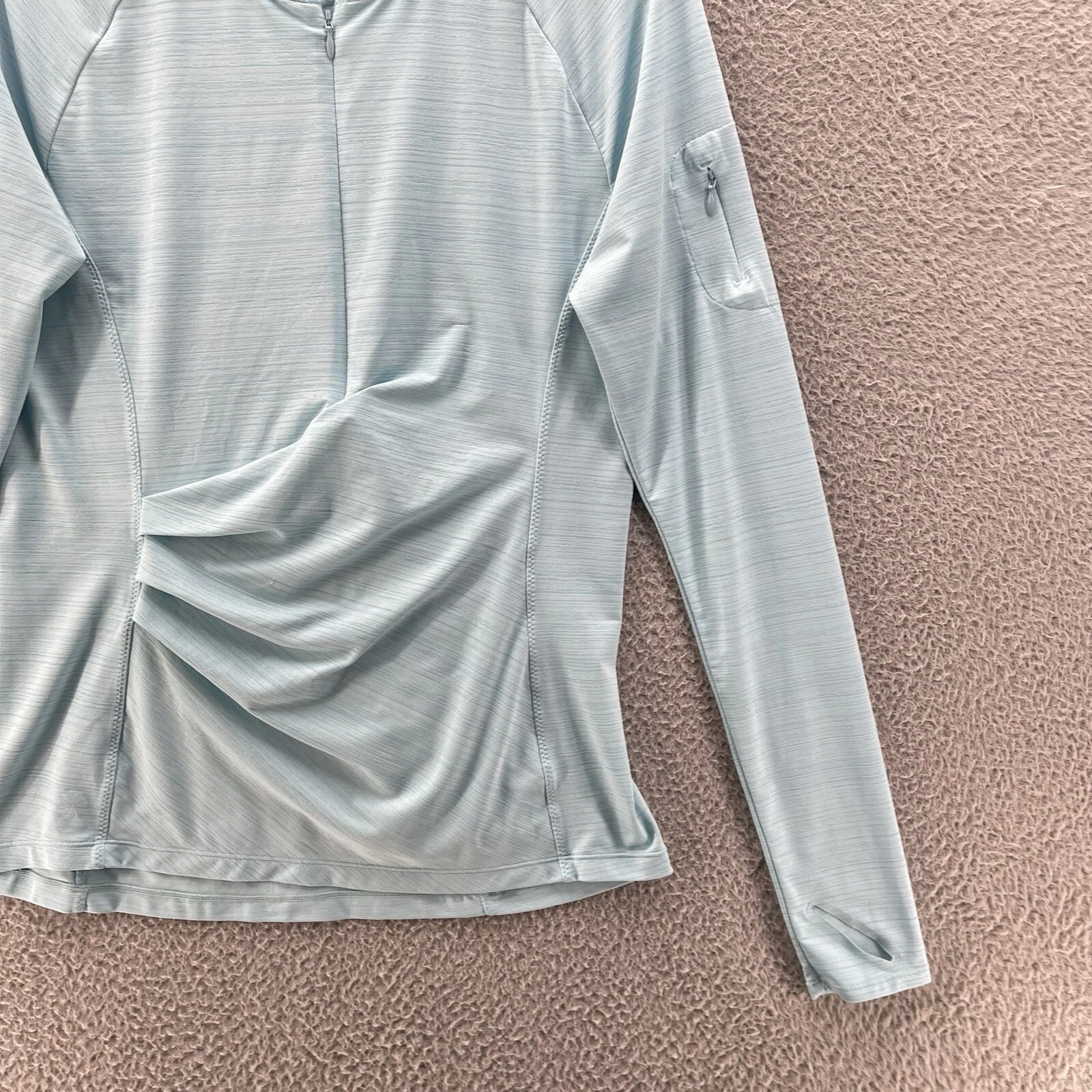 athleta workout half zip ruched long sleeve performance shirt