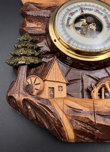 Vintage Barometer German Black Forest Hand Carved Barometer Rare West Germany - Picture 2 of 22