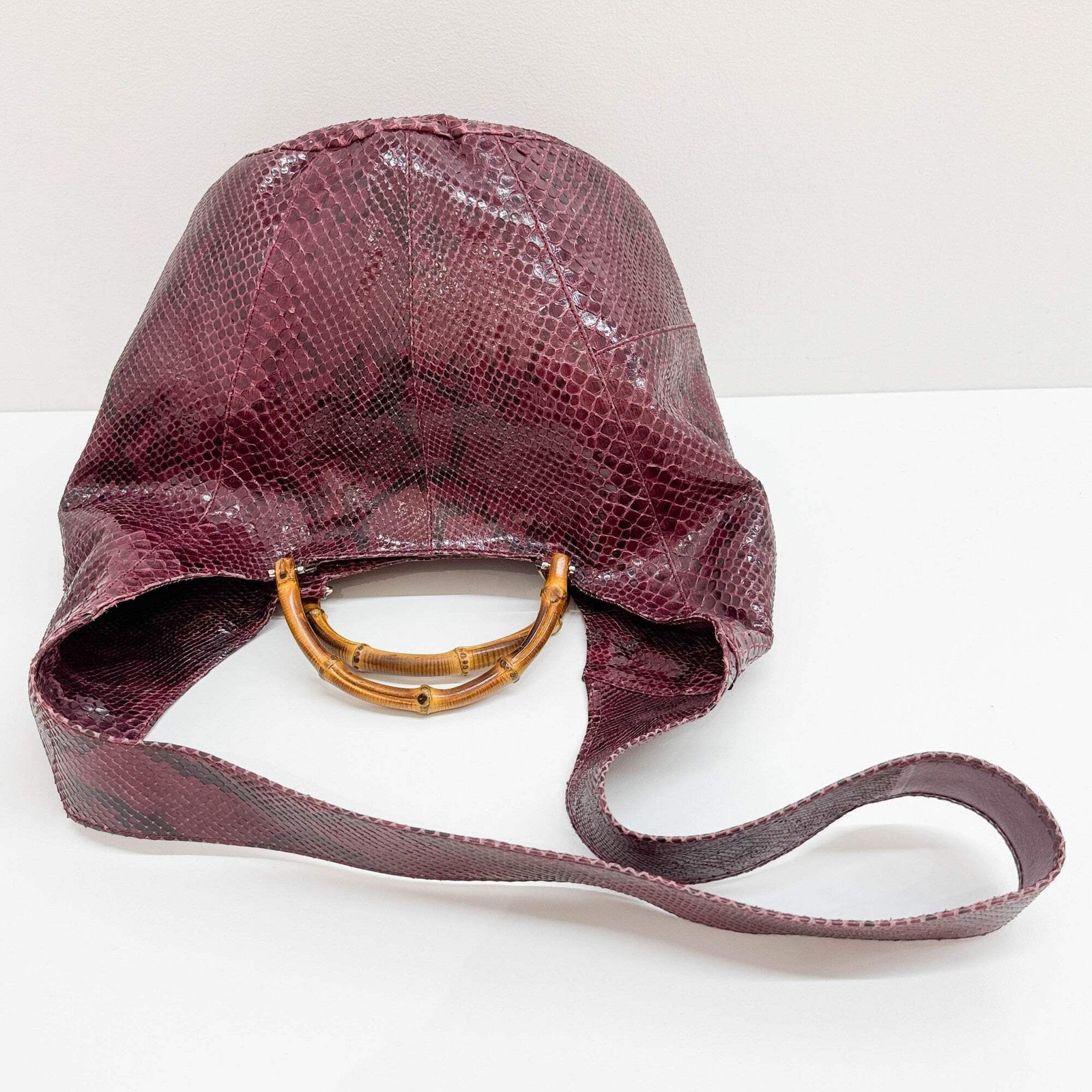 GUCCI Bamboo Bordeaux Python Embossed Leather Two… - image 6