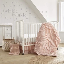 Levtex Baby - Skylar Crib Bed Set - Baby Nursery Set - Blush - Soft Cascading...