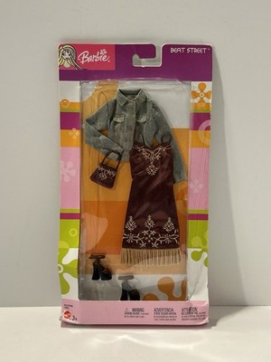 2003 Barbie Fashion Beat Street Denim Top Fringe Dress Outfit C4001 B3486 HTF