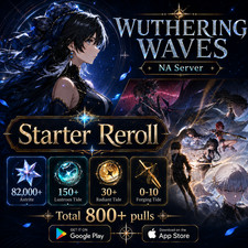 Wuthering Waves Reroll 82,000 Astrite  180+ Tides 800+Pulls NA Server