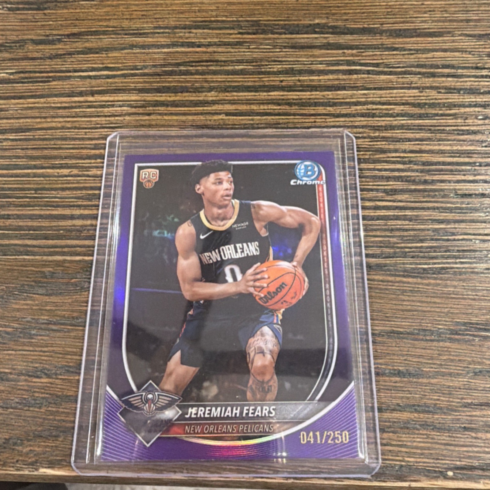 Topps 2025 Bowman Chrome Rookie Purple 041/250 Jeremiah Fears #BCV-7 Pelicans