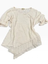 Democracy Size Xl Boho Tan Oversized Crochet Top Blouse