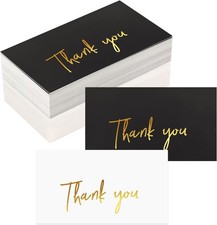 Gold Mini Thank You Cards Small Business 120 Pack, Gold Foil Stamped 2 x 3.5