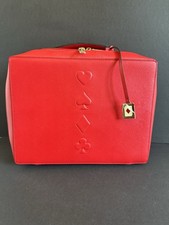 Estee Lauder Red Vanity Make Up Case Card Suit Poker Design Large Travel Storage