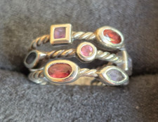 DAVID YURMAN - STERLING SILVER "CONFETTI" MULTI_COLORED, 3-ROW RING, SIZE 5.75