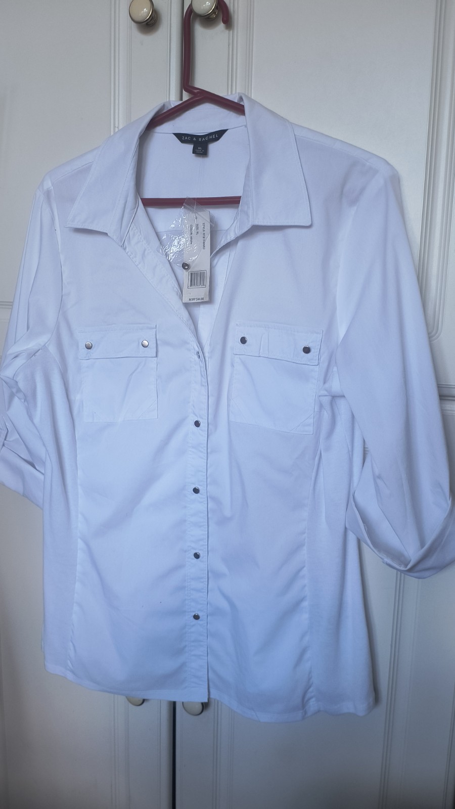 NWT $44 Zac & Rachel  Womens Blue Button Down Blouse Size XL (XYZ