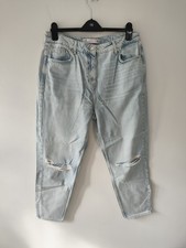Next Ladies Light Blue Casual Mom Jeans Size 16 Denim High Waisted 