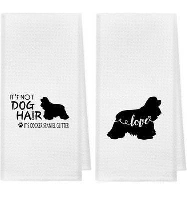 Cocker Spaniel Glitter Absorbent Kitchen Towels Set Of 2, Gift For Dog Lovers
