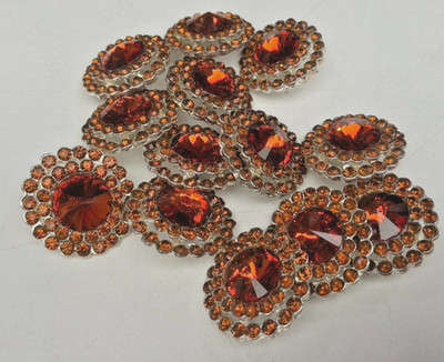 glass crystal amber silver back rhinestones 3/4'' 5pcs