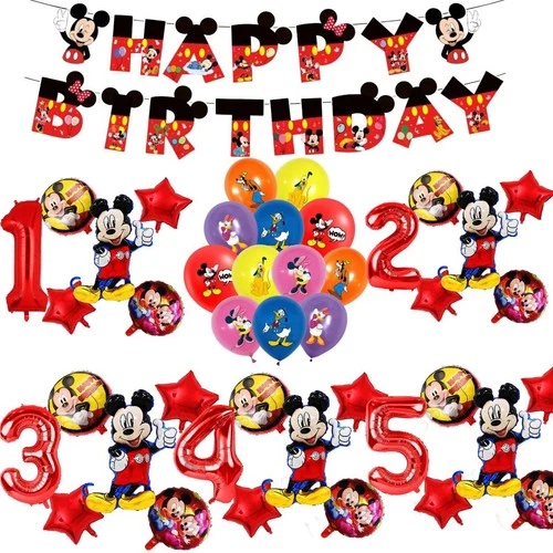 Mickey Mouse Birthday Balloons Minnie Theme Party Decorations Foil Latex Set