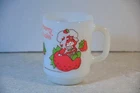 Vintage Anchor Hocking Fire King Milk Glass Strawberry Shortcake Mug