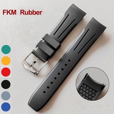 Curved End FKM Fluroro Rubber Watch Band Strap Bracelet 18 19 20 21 22 24mm