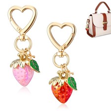 2 Pcs Cute Strawberry Keychain, Bag Key Chain Purse Flower Charm for Women, A...