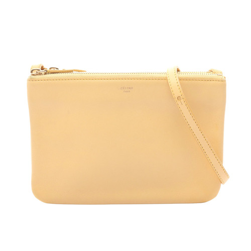Celine Triomphe Small Leather Shoulder Bag Yellow Used Authentic