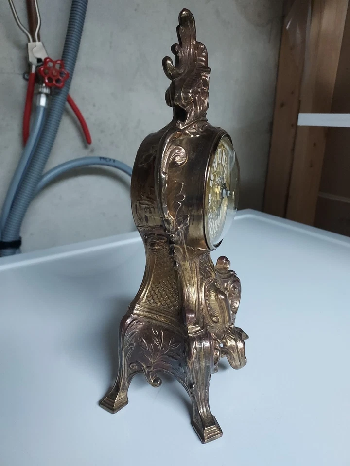 Reloj eléctrico dorado de diseño francés vintage convertido a batería. ¡Inalámbrico! Foto 3 de 4