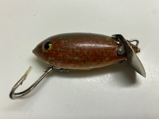 Wooden Heddon Dowagiac Deep O Diver Fishing Lure VINTAGE Glass Eyes