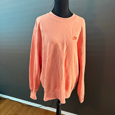 Nike Sportswear Pink Solid Fleece Pullover Sweatshirt Crew Neck Logo Women M