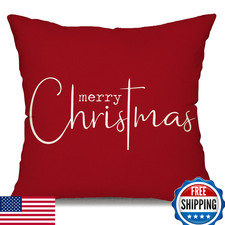 Allorry Merry Christmas Throw Pillow Covers Decorative 18x18 Cotton Linen