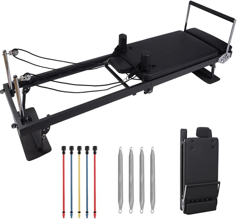 Máquina Pilates Reformer para Hogar, Equipo de Máquina Pilates Plegable Amarilla Foto 4 de 4