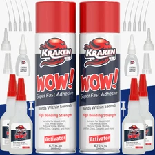 Kraken Bond WOW Super-Fast Adhesive Set – Medium Plus Set, 6.75 fl. oz (200 mL)