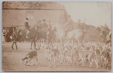 HUNTING Unidentified Meet of Foxhounds RP Postcard