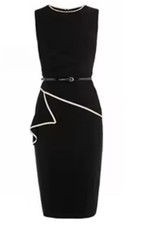 Coast Black Ruffle Occasion Pencil Dress Size 12