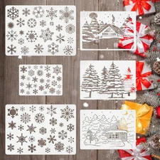 6 PCS Christmas Snowflake Stencil for Crafts, DIY Snow Flake Stencil Winter Xmas
