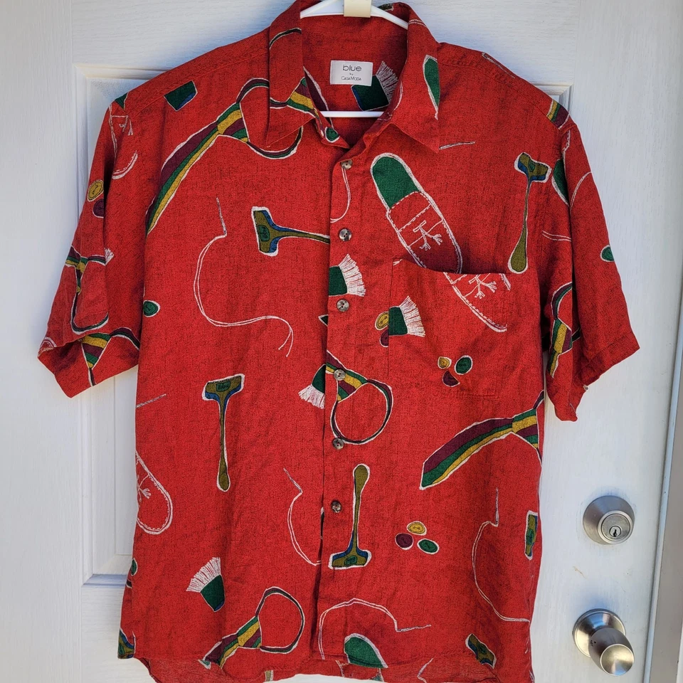 CASA MODA Mens XL Barber All Over Print city Rayon Shirt Aloha Camp Vgt 90s Y2K - Image 2 of 4