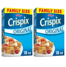 (2 pack) Kellogg's Crispix Cold Breakfast Cereal, 8 Vitamins and Minerals,Family