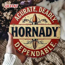Hornady Logo Round Aluminum Vintage Tin Metal Signs Home Décor 8x8 