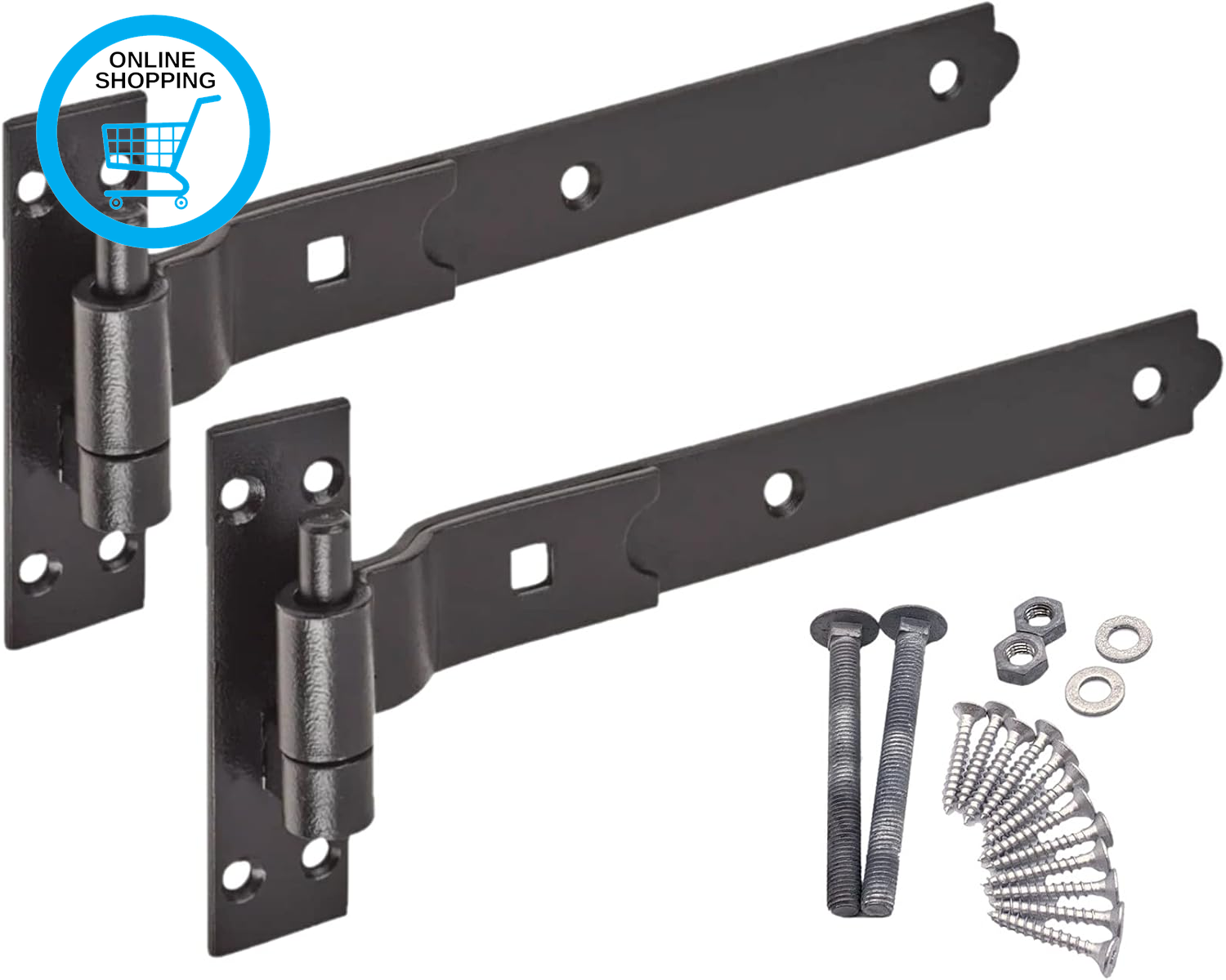 Cranked Gate Hinges | 450Mm / 18 Inch Heavy Duty Hook and Band Gate Hinges | Bla