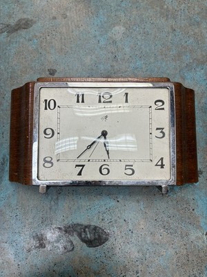 H M Mechanical Rectangular Wood Frame Analog Desk Clock